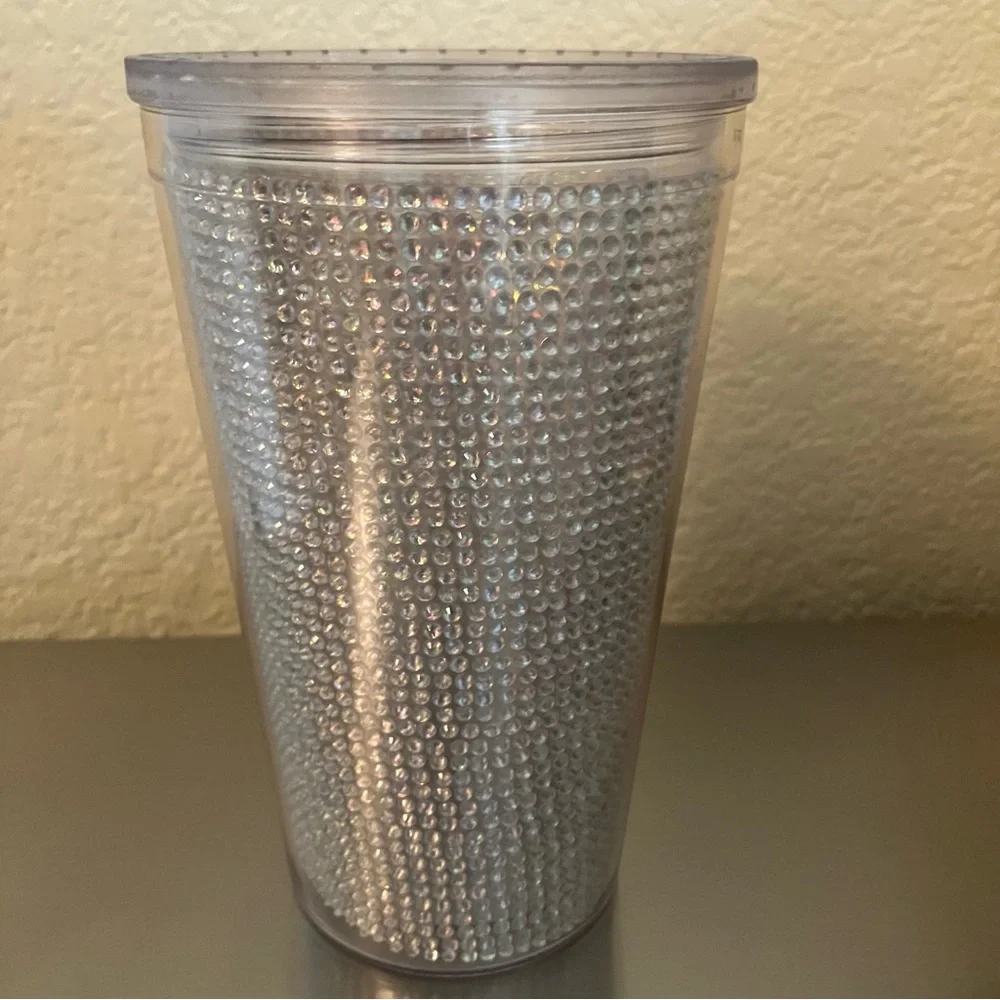 BARBIE Pink / Silver Rhinestone Tumbler Cup With Straw
